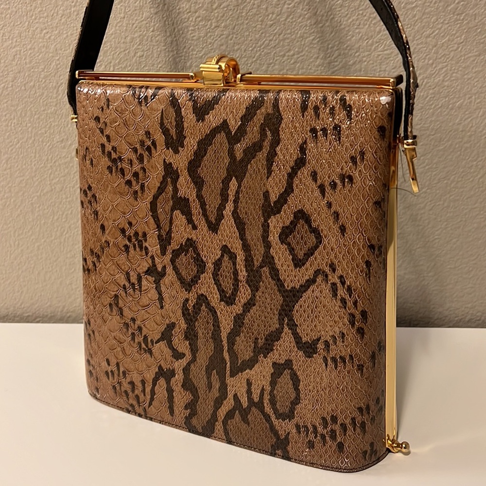Beautiful Vintage Snakeskin + Embossed Shoulder Bag with Resin Clasp Closure
